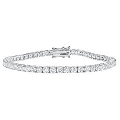 Tennisarmband aus 14 Karat Weißgold mit 3 Karat runden Diamanten