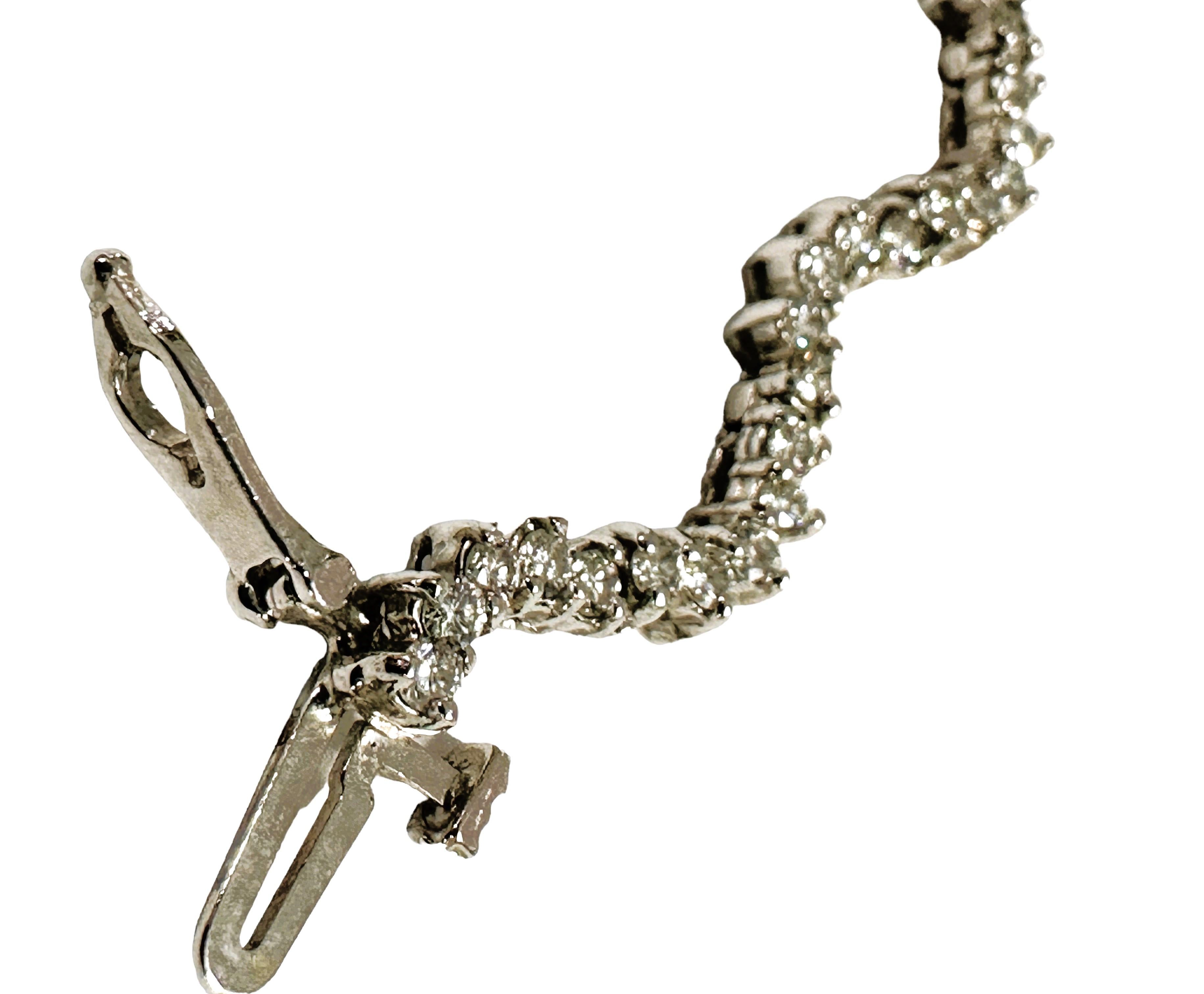 Art Deco 14k White Gold 3 ct Diamond S-Curve Tennis Bracelet w Appraisal