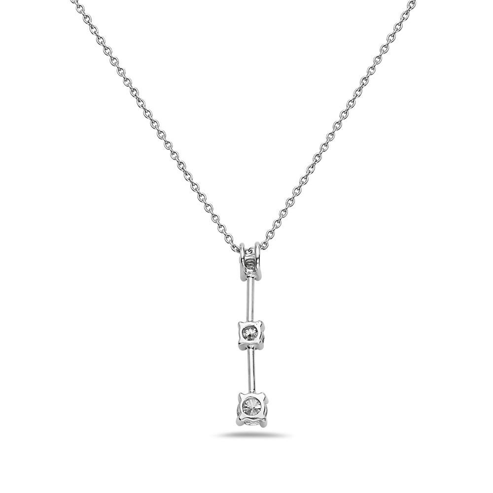 Moderno Collana con 3 diamanti in oro bianco 14 carati in vendita
