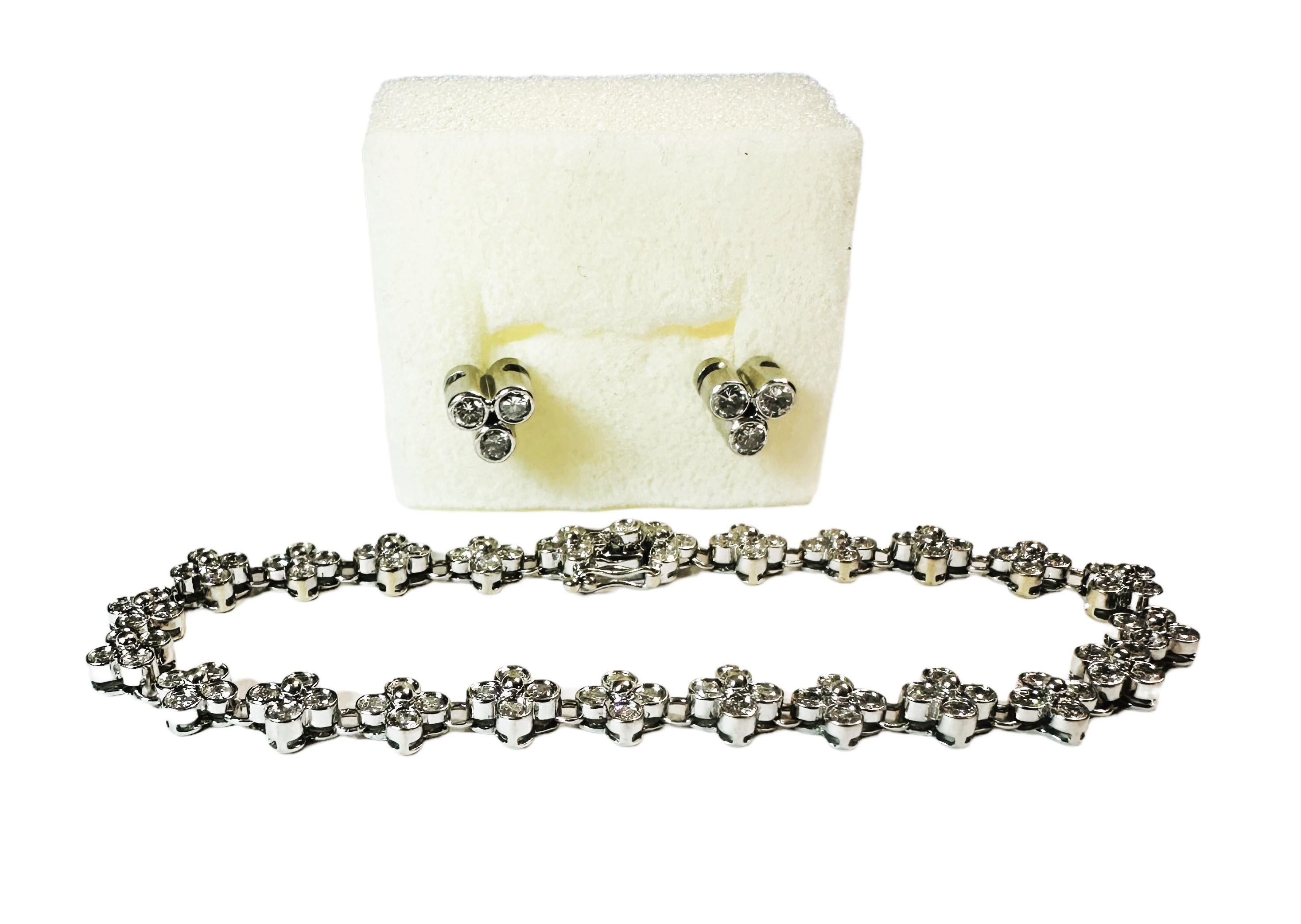 14k White Gold 3-Diamond Stud Custom Made Earrings With Appraisal For Sale 2