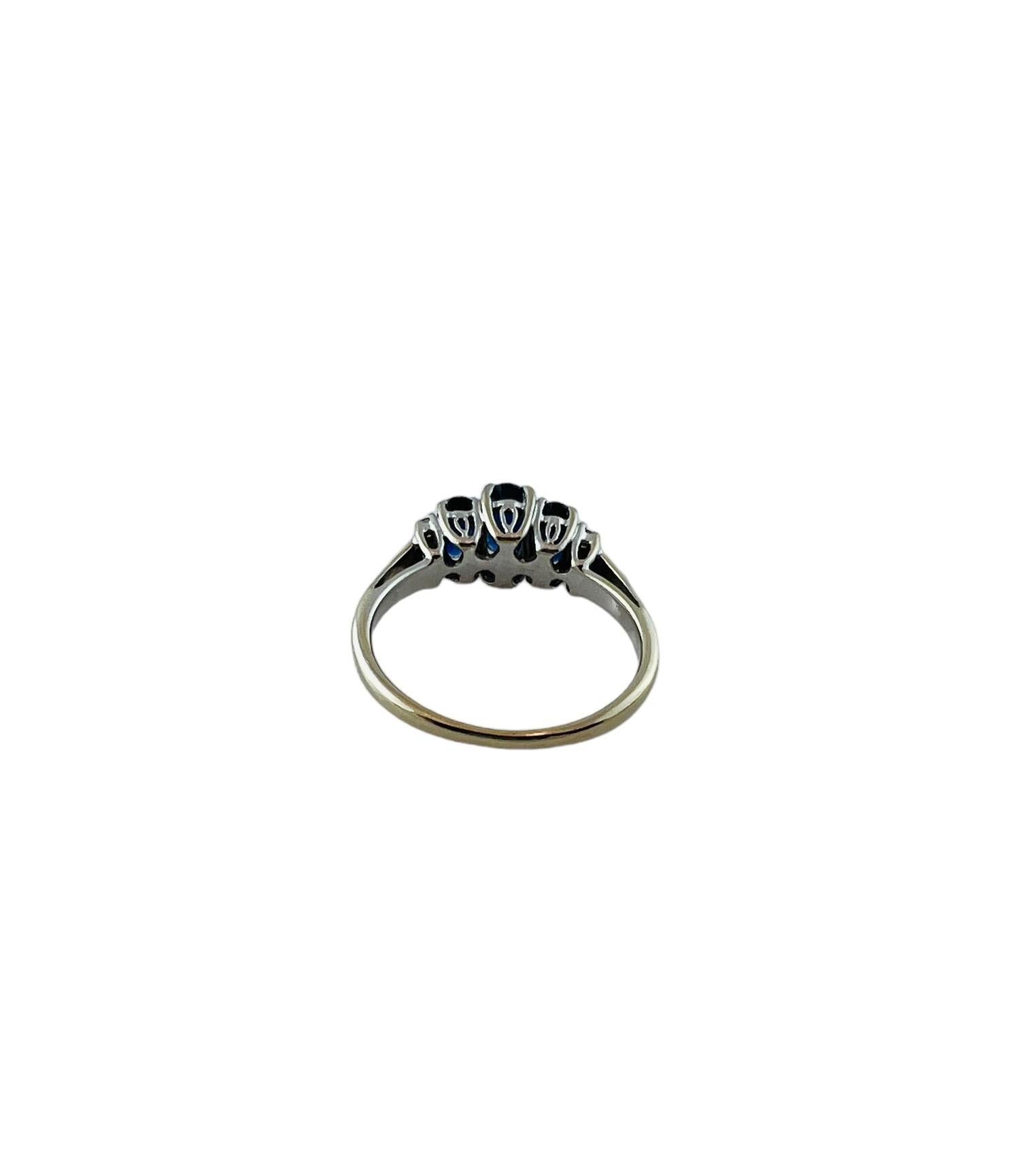 14K Weißgold 3 Oval Natürlicher Saphir und Diamant Ring Größe 6,75 #15622 Damen