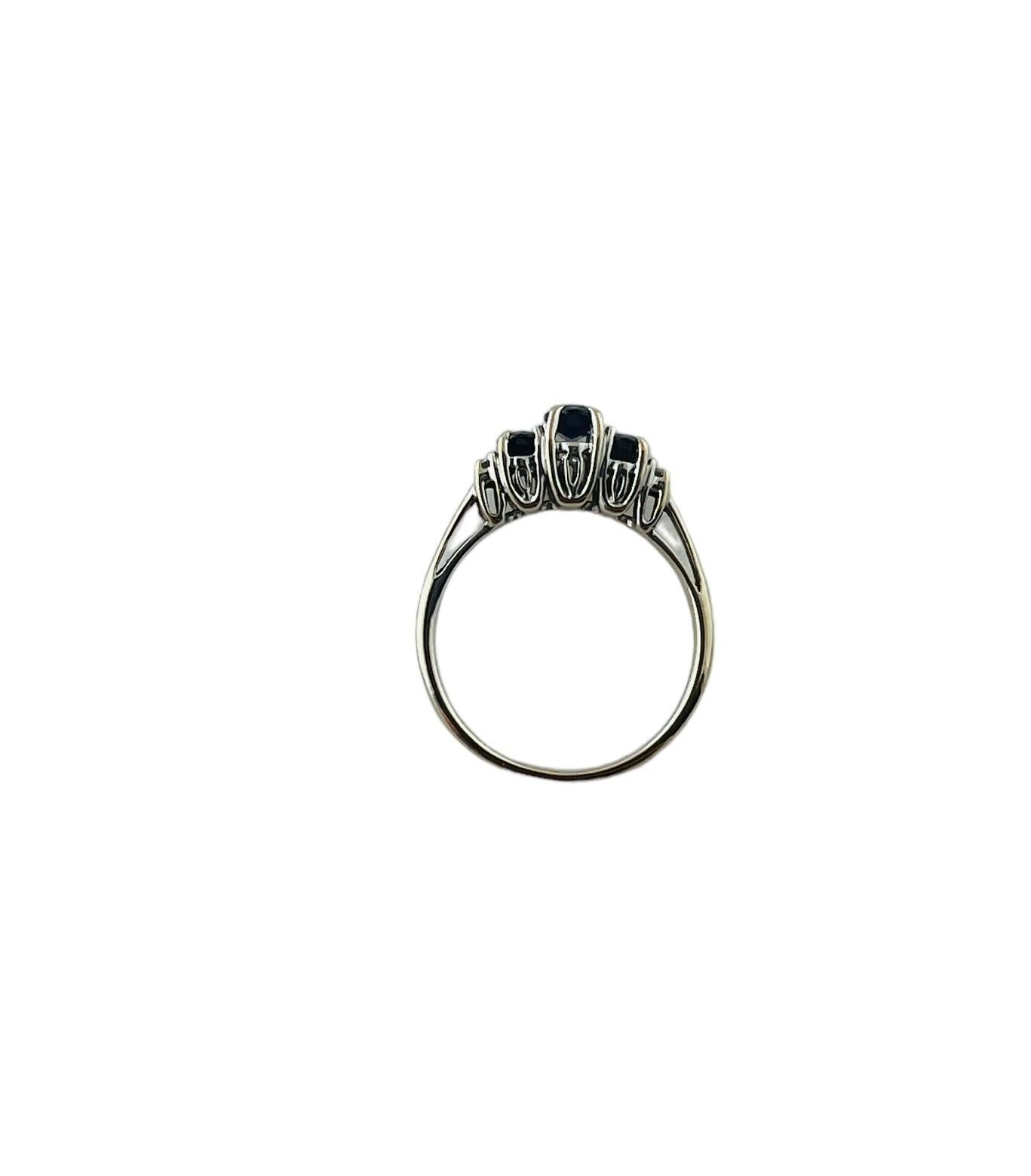 14K Weißgold 3 Oval Natürlicher Saphir und Diamant Ring Größe 6,75 #15622 1