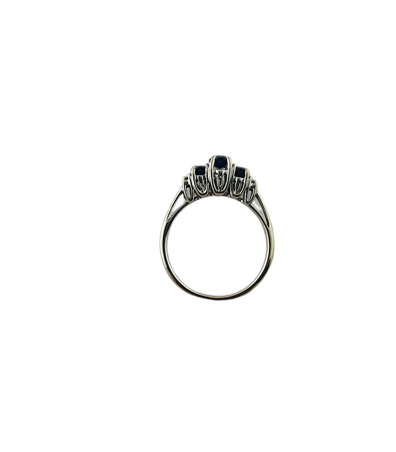 14K White Gold 3 Oval Natural Sapphire and Diamond Ring Size 6.75 #15622 1