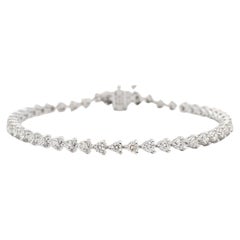 Bracelet tennis en or blanc 14 carats à 3 griffes avec diamants de 3,00 carats