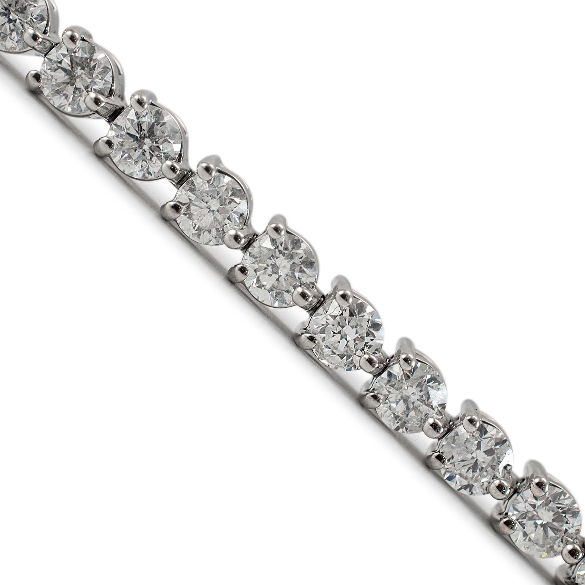14K White Gold 3-Prong 6.86ct Diamond Tennis Bracelet Damen im Angebot
