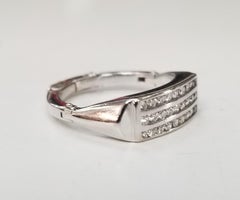 14 Karat White Gold 3-Row Channel Set Diamond Ring with "Arthritic Lock"