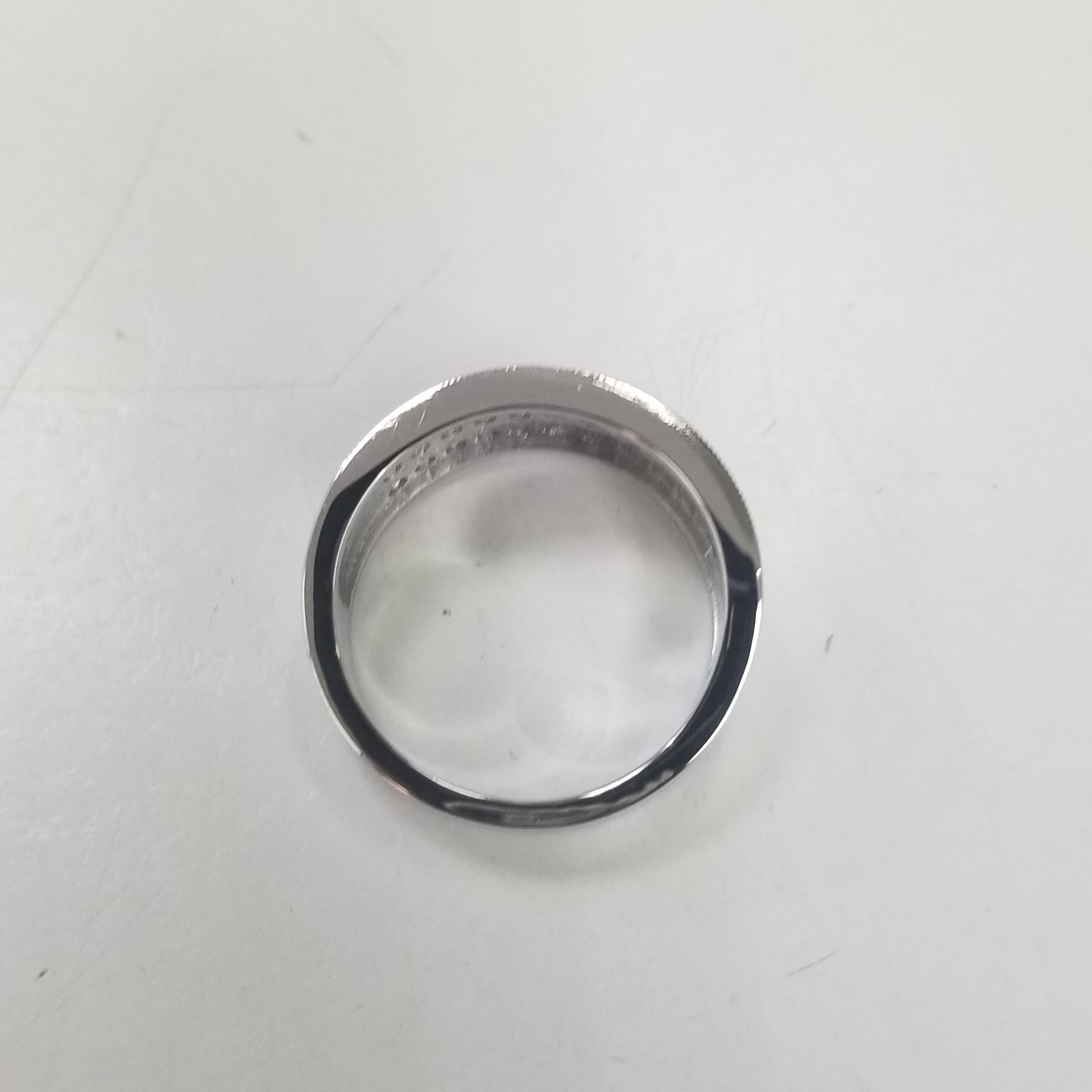 Retro 14k White Gold 3 Row Diamond Ring Framed in Milgraining For Sale