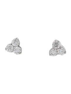 14K White Gold 3 Stone 0.05ct Diamond Stud Earrings for Her