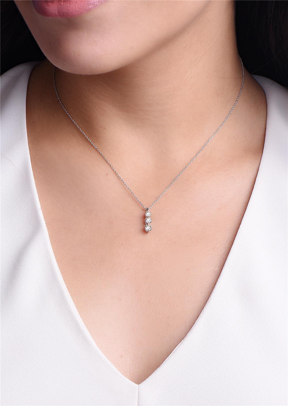 3 stone vertical diamond necklace