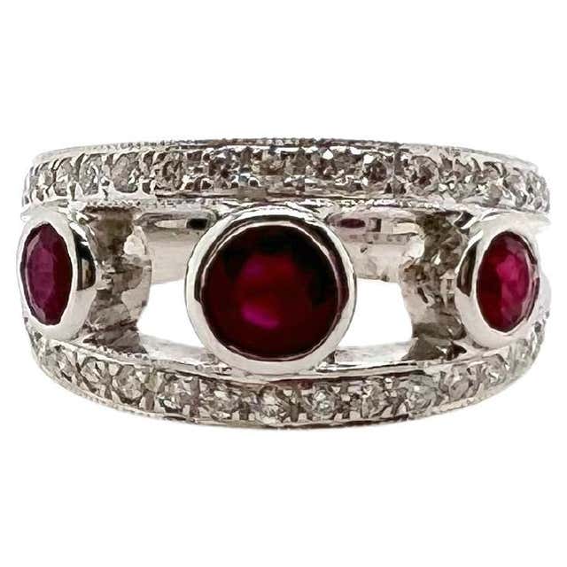 Double Headed 14 Karat White Gold Snake Ring Diamond and Ruby Unisex ...