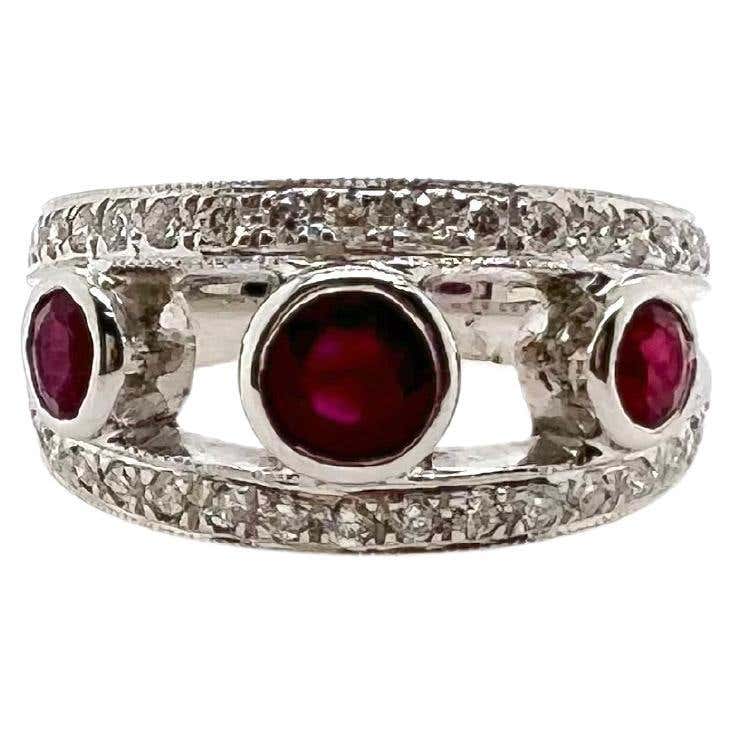 Customizable Diamond Ruby Band, Ruby and Diamond Stack Ring in 14k ...