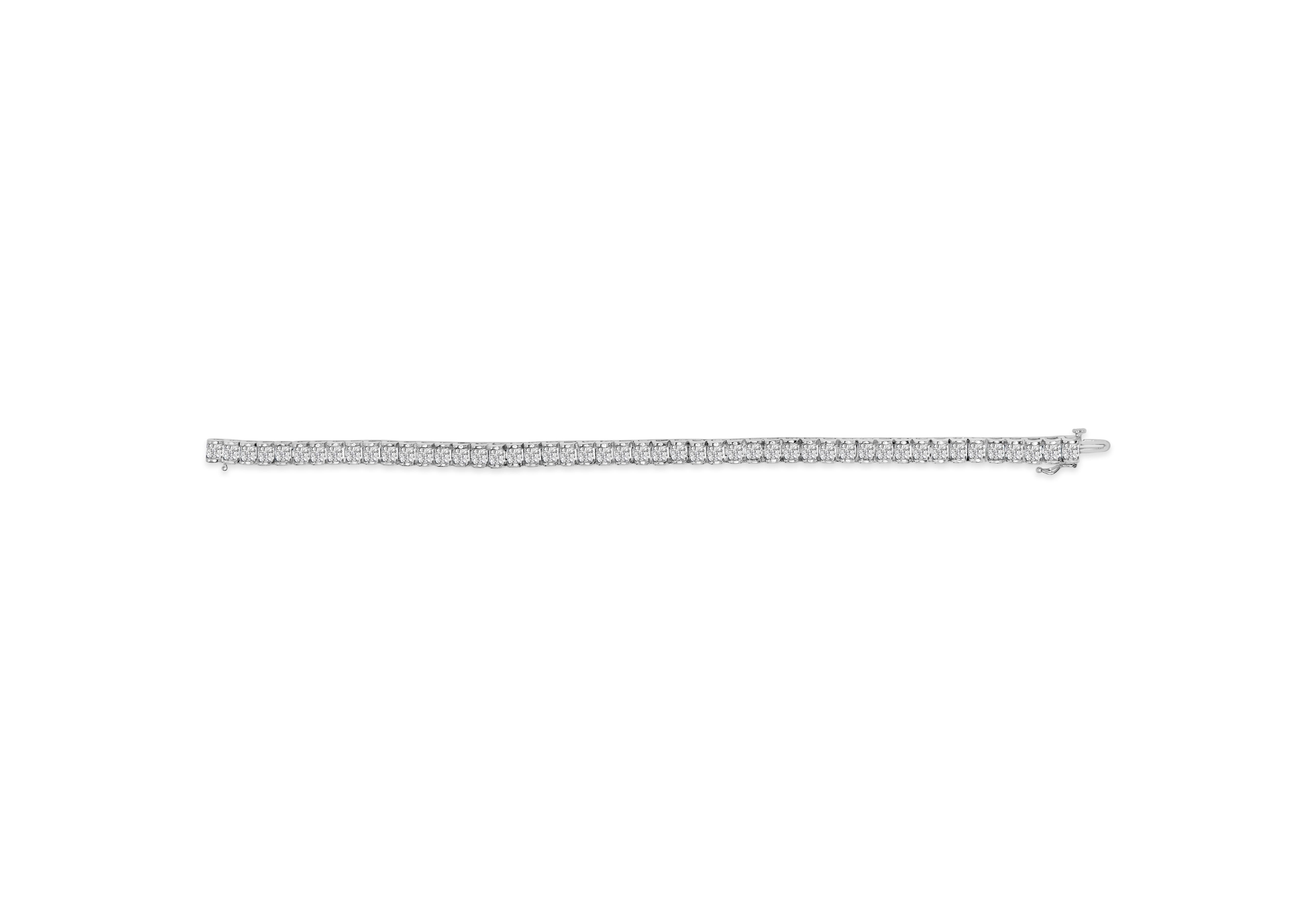 Princess Cut 14K White Gold 3.0 Carat Princess-Cut Diamond Link Bracelet For Sale