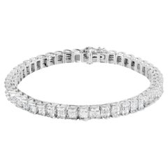 Bracelet à maillons en or blanc 14K avec diamants taille princesse de 3,0 carats