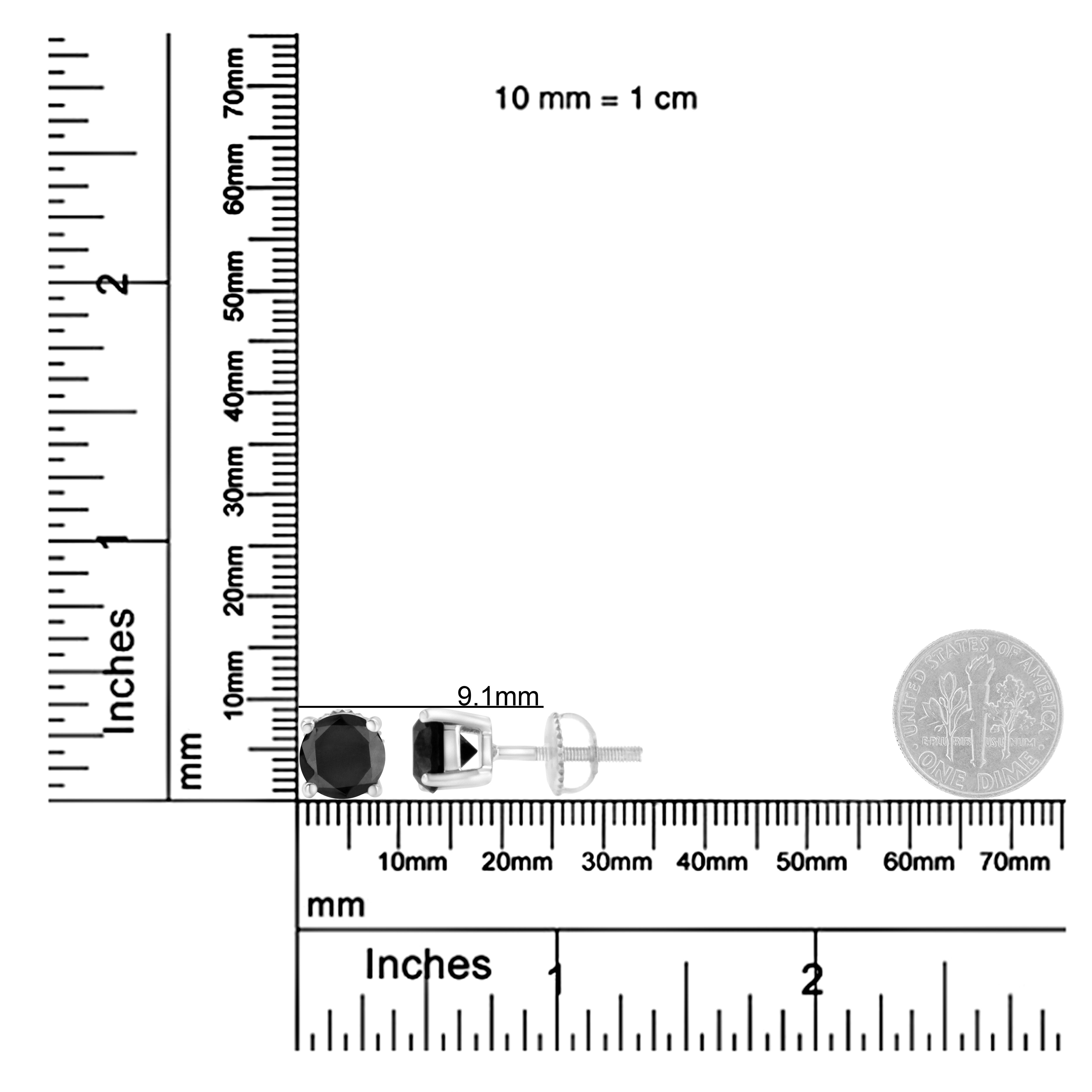 14K Weißgold 3,0 Karat Schwarzer Diamant im Rundschliff Classic 4-Krappen-Ohrstecker im Angebot 1