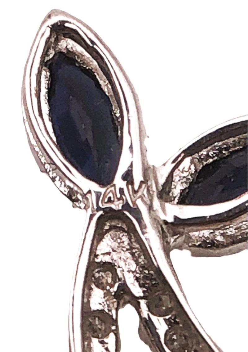 14K White Gold .30 Carat Sapphire & Diamond Dolphin Pendant Necklace For Sale 7