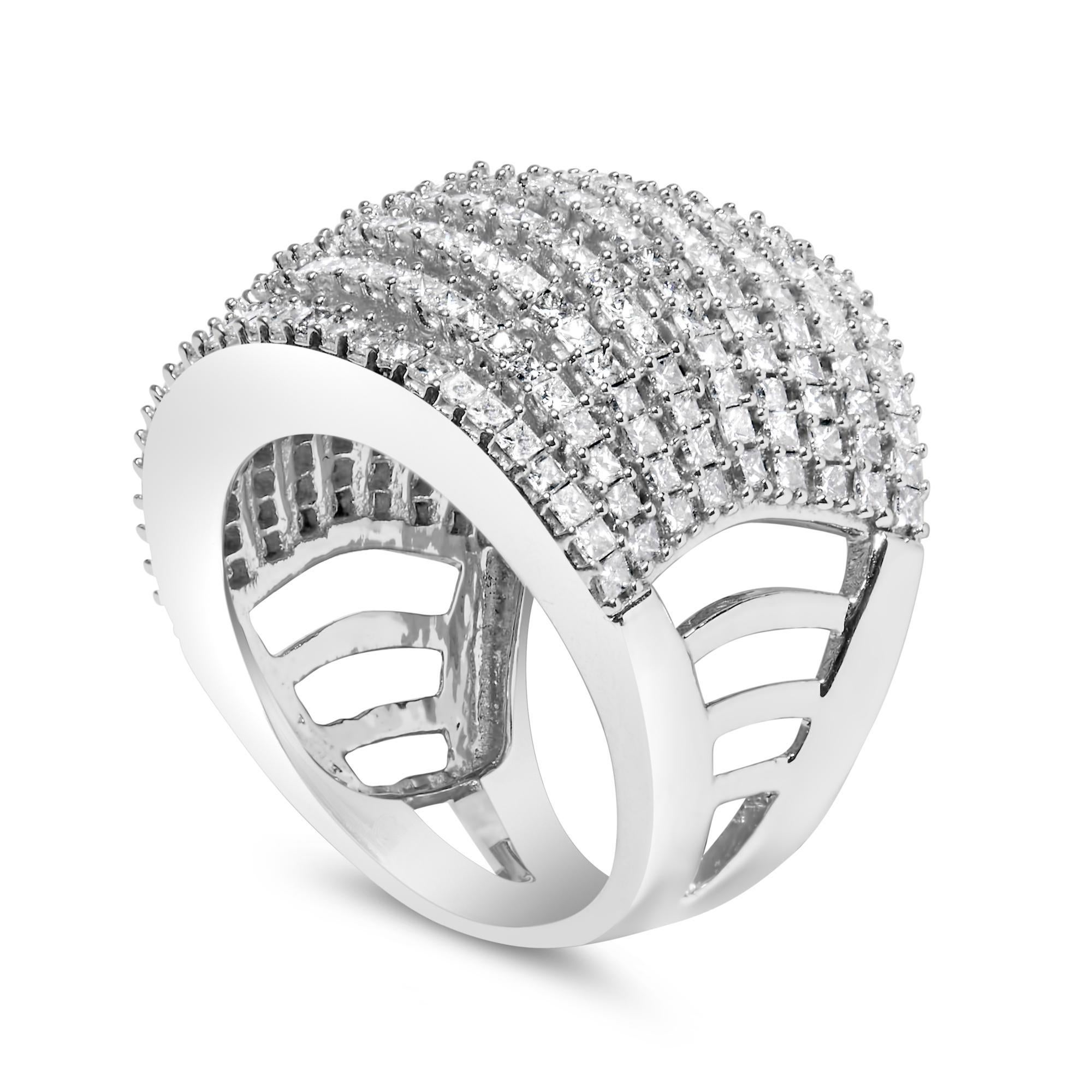 Anillo de oro blanco de 14 quilates de 3,0 qt con diamante natural talla princesa de 9 filas para cóctel Corte princesa en venta