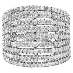 14K Weißgold 3,0 Cttw Prinzessschliff Naturdiamant 9 Row Cocktail Band Ring
