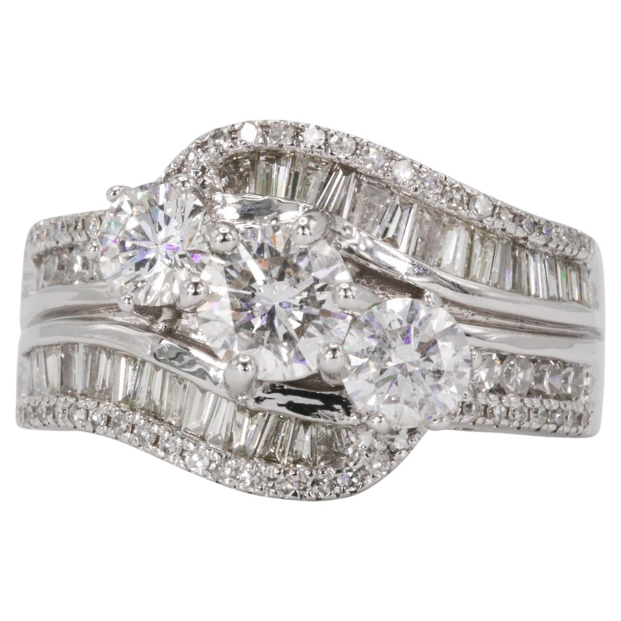 Anello con diamante in oro bianco 14K 3.08CTW