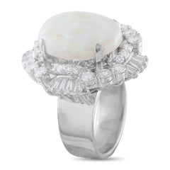 14K White Gold 3.0ct Diamond and Opal Ring MF07-013026