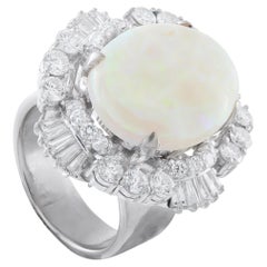 14K White Gold 3.0ct Diamond and Opal Ring MF07-013026