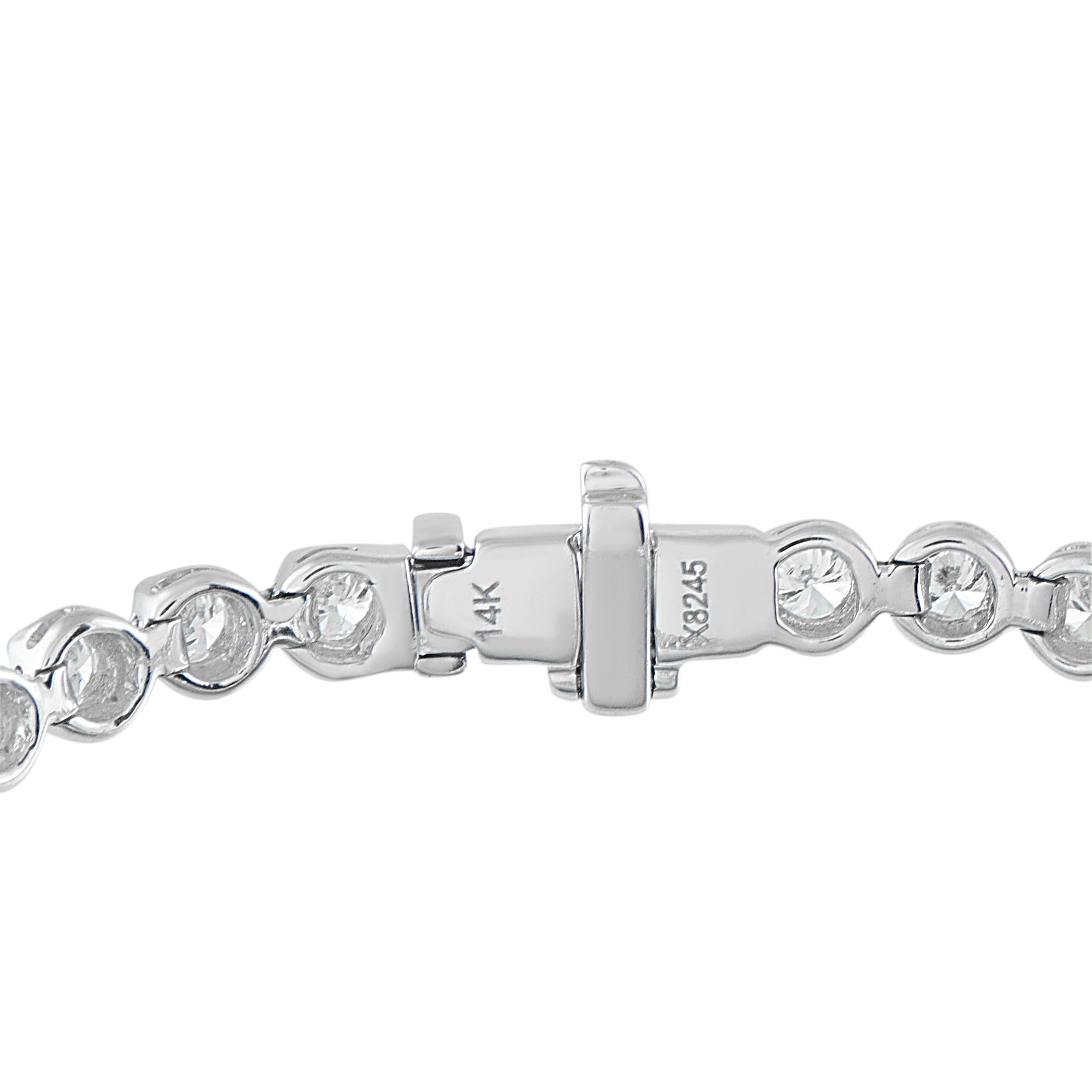 14K White Gold 3.20ct Diamond Bracelet MF23-111325 Corte redondo en venta