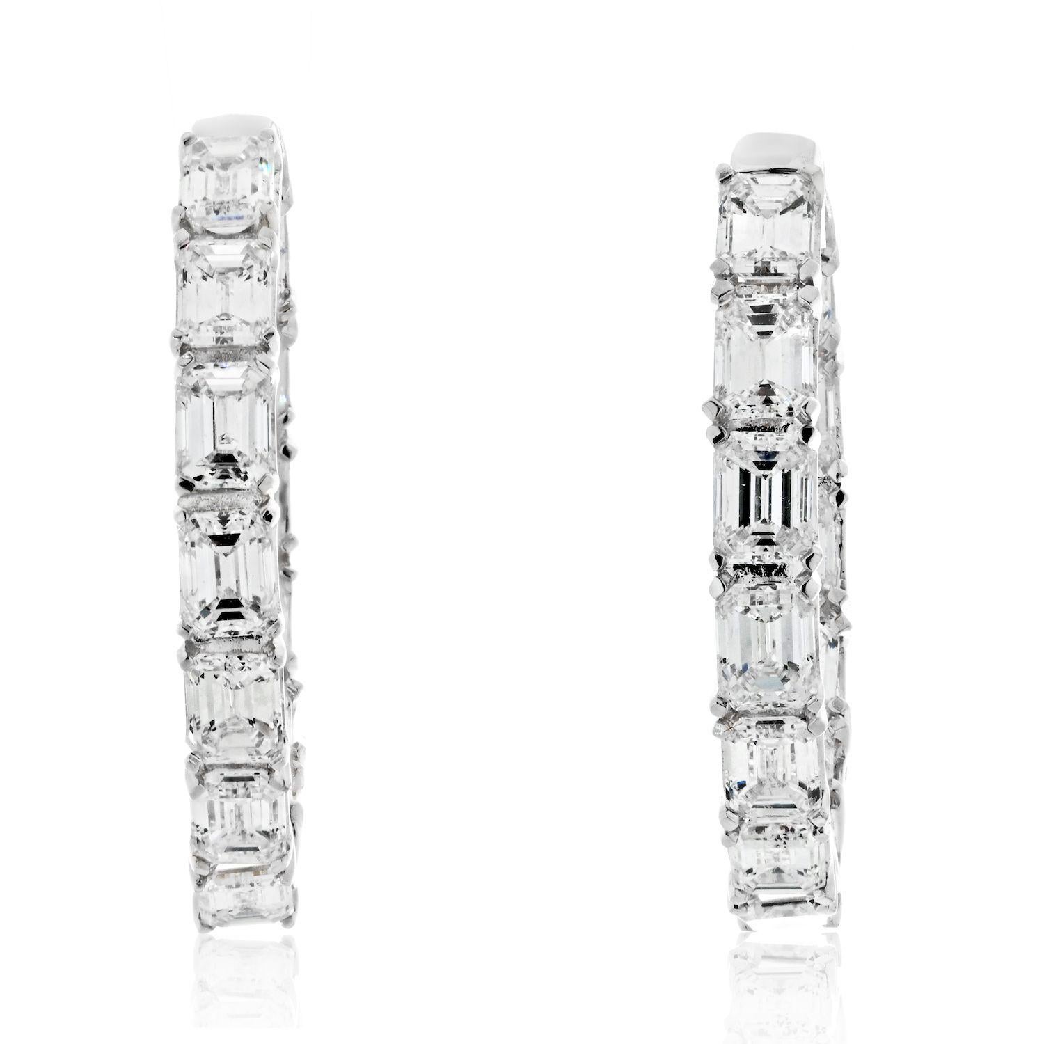14 Karat Weißgold 3,25 Karat Breite Diamant-Ohrringe mit Smaragdschliff im Zustand „Hervorragend“ in New York, NY