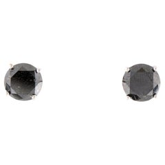 14K White Gold 3.25ctw Black Diamond Stud Earrings, Rhodium-Plated