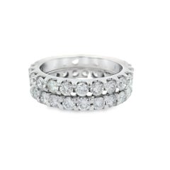 14k White Gold 3.25ctw Fiery Diamond Eternity Pair of 2 Bands Rings Guards