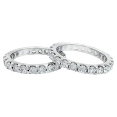 Or blanc 14k 3.25ctw Fiery Diamond Eternity Pair of 2 Bands Rings Guards