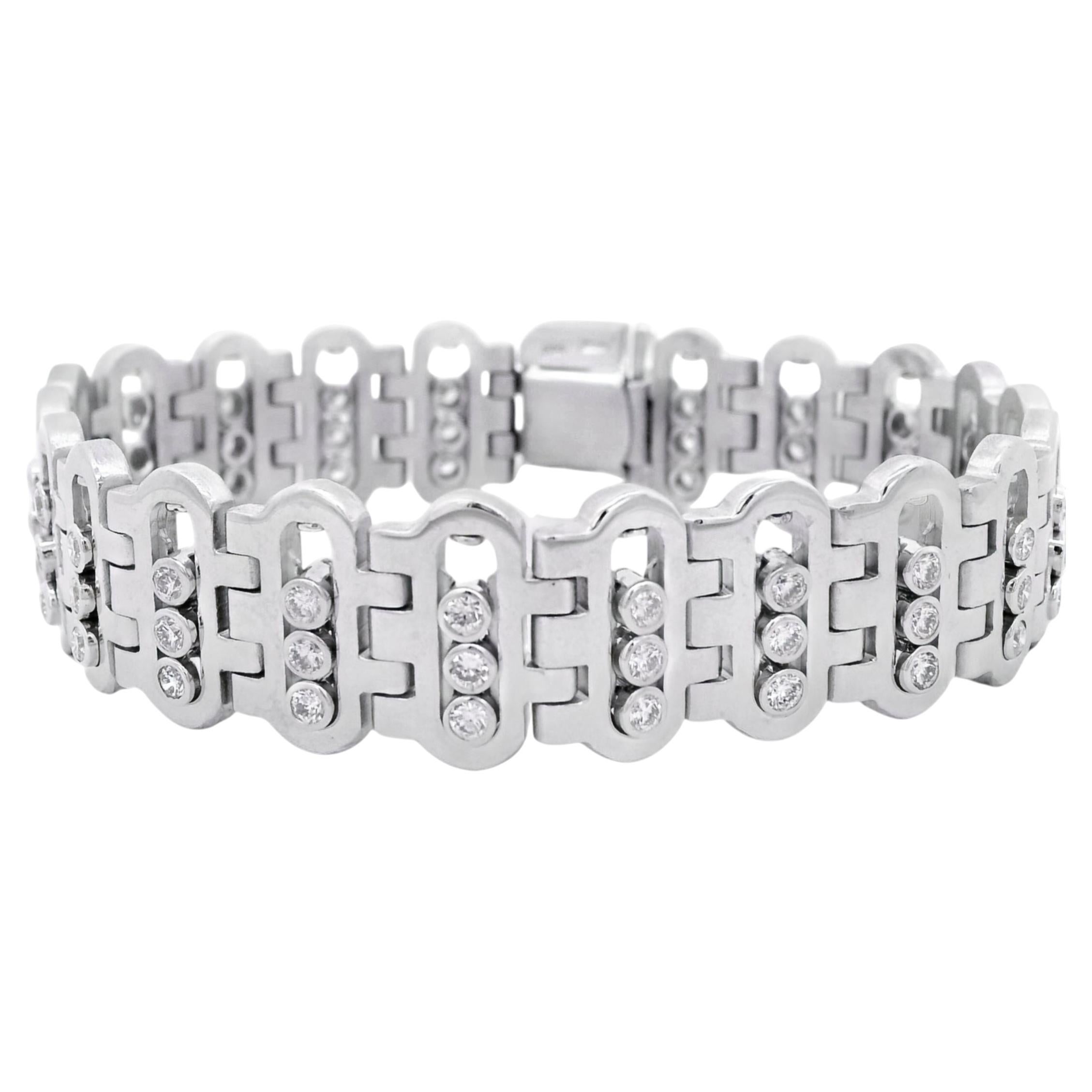 14k White Gold 3.25ctw Link Bracelet set With Diamonds For Sale