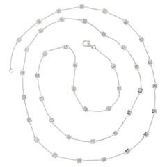 Collana a catena in oro bianco 14K con diamante a castone da 3,25 carati, 32" per metro