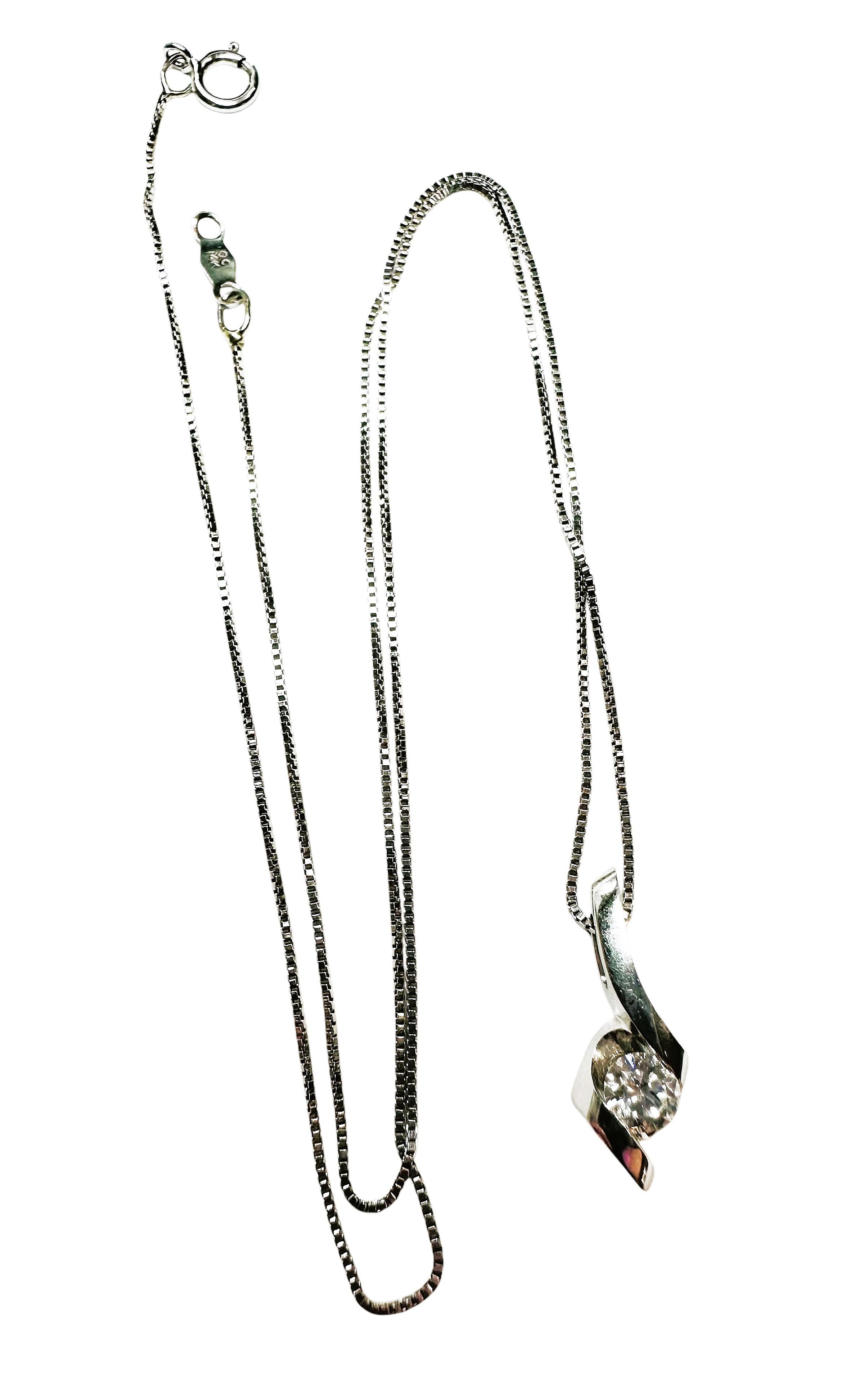 14K White Gold .33 Carat Diamond Pendant Necklace - Sirena Collection 16