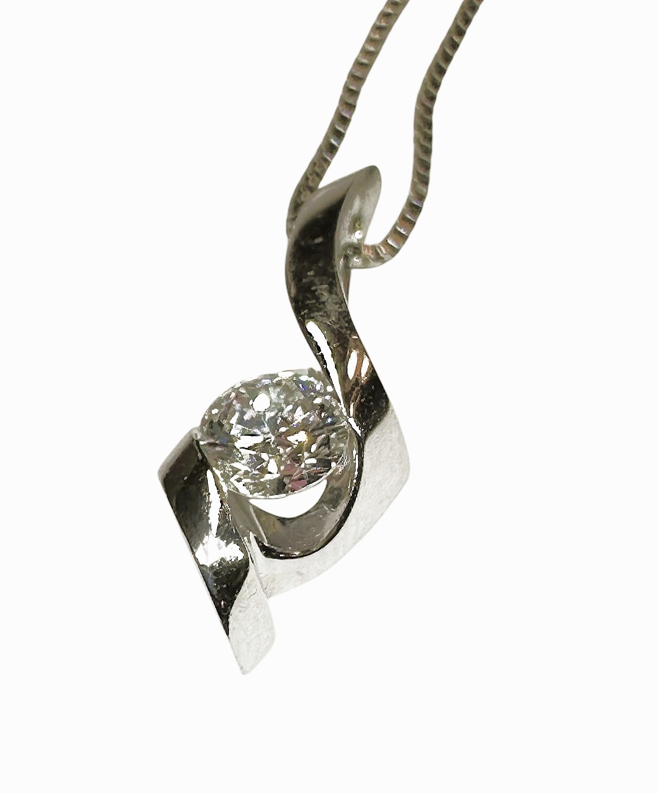 14K White Gold .33 Carat Diamond Pendant Necklace - Sirena Collection 16