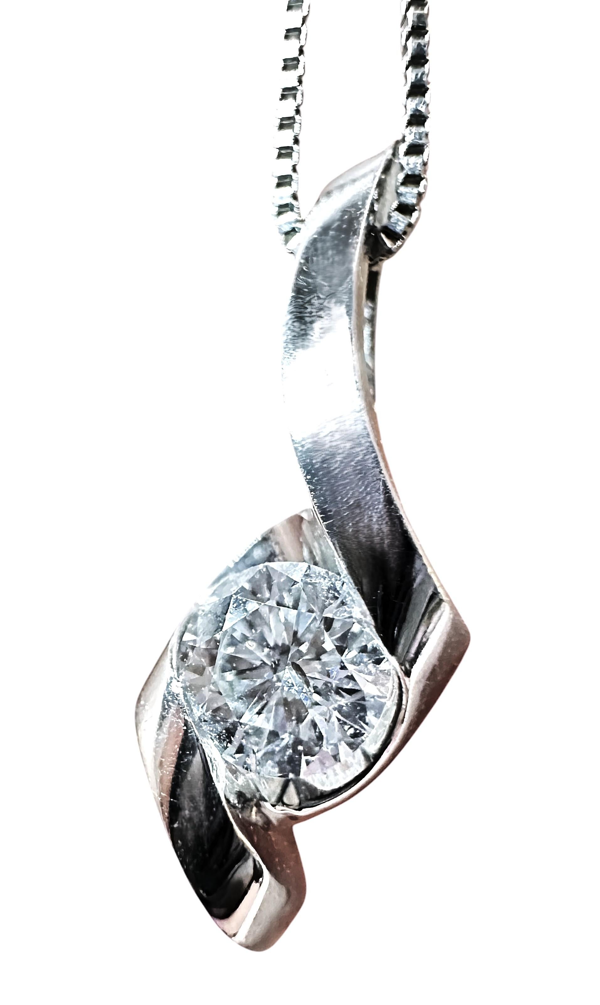 14K White Gold .33 Carat Diamond Pendant Necklace - Sirena Collection 16