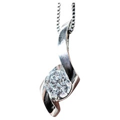 14K White Gold .33 Carat Diamond Pendant Necklace - Sirena Collection 16"