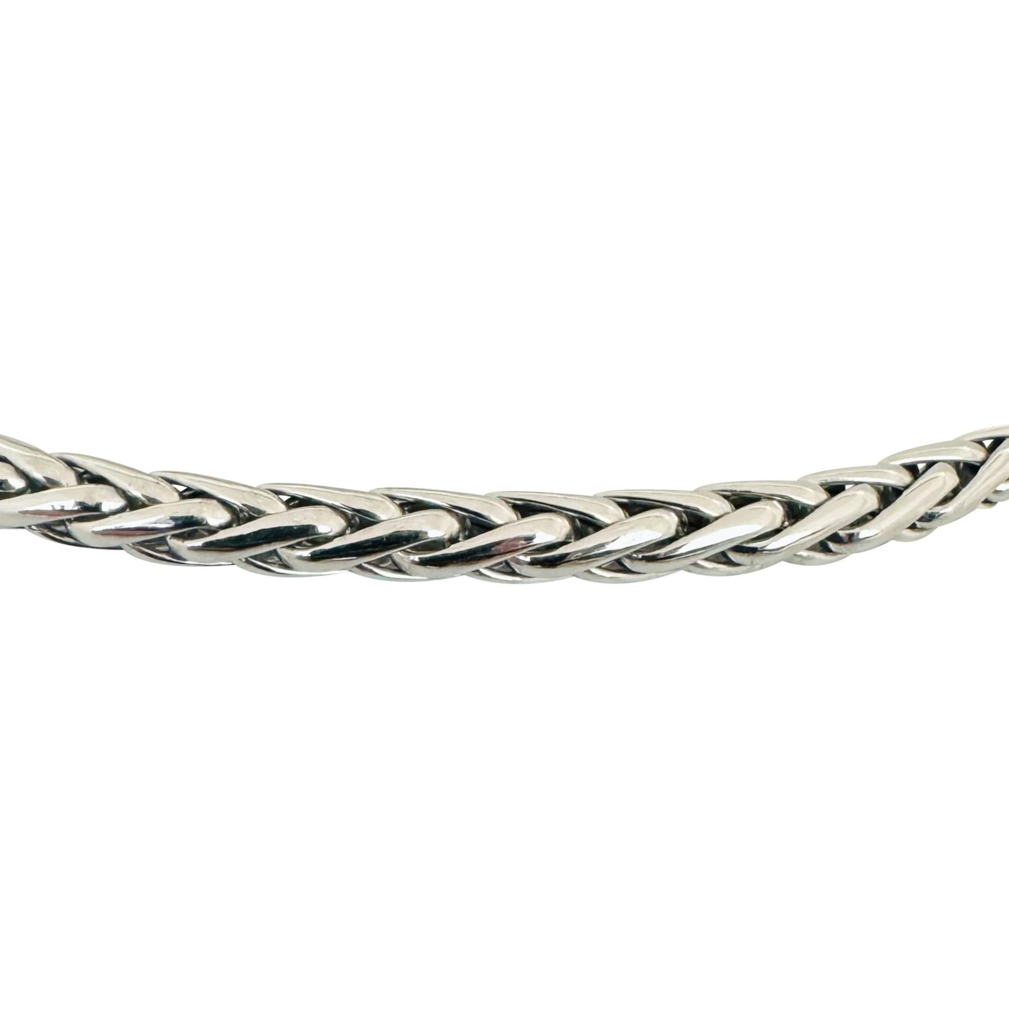 14k Weißgold 33.2g Damen Dicke 6mm Weizen-Gliederhalskette Italien 18