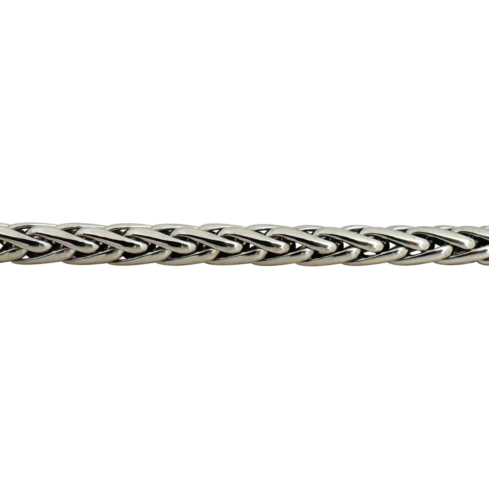14k Weißgold 33.2g Damen Dicke 6mm Weizen-Gliederhalskette Italien 18