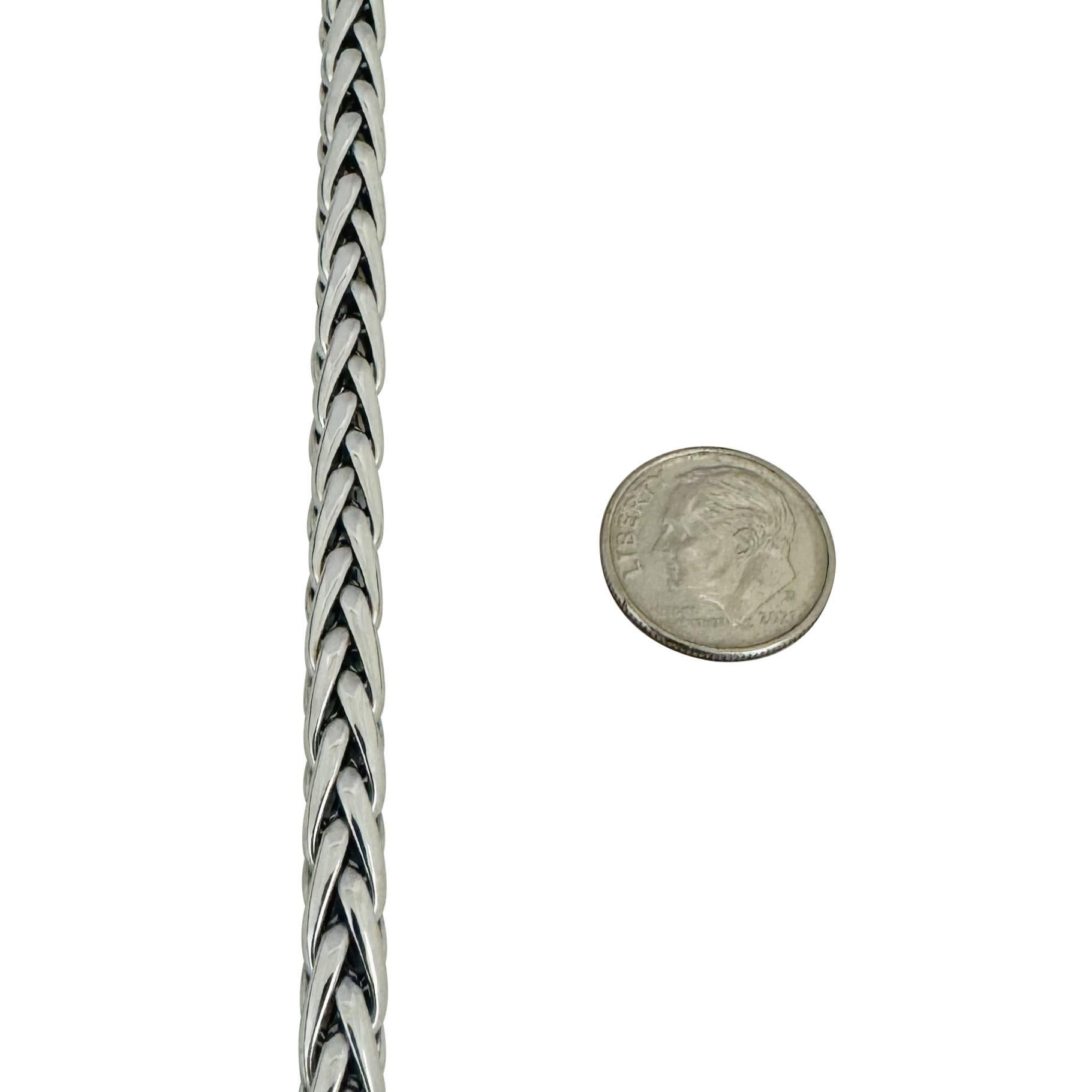 14k Weißgold 33.2g Damen Dicke 6mm Weizen-Gliederhalskette Italien 18