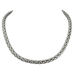 14k Weißgold 33.2g Damen Dicke 6mm Weizen-Gliederhalskette Italien 18"