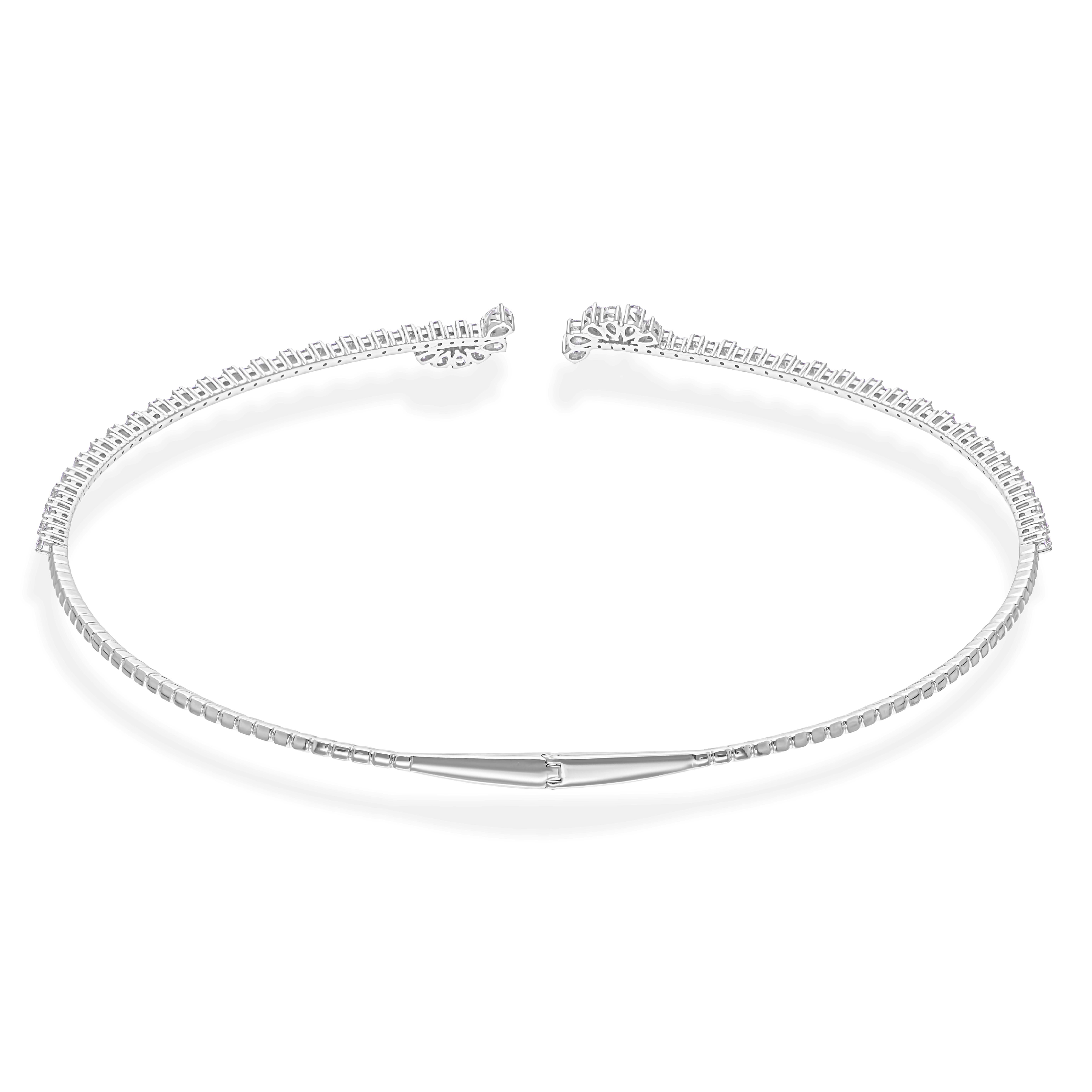 Collar Gargantilla de Diamantes Torc en Oro Blanco de 14k 3.43 CTW Claridad SI Natural Color HI en venta 1