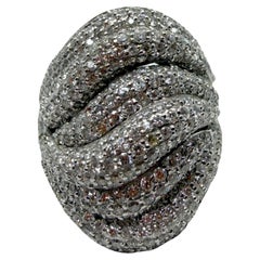 14K White Gold 3.45 Carats Diamond Wide Band Ring - Size 7.5