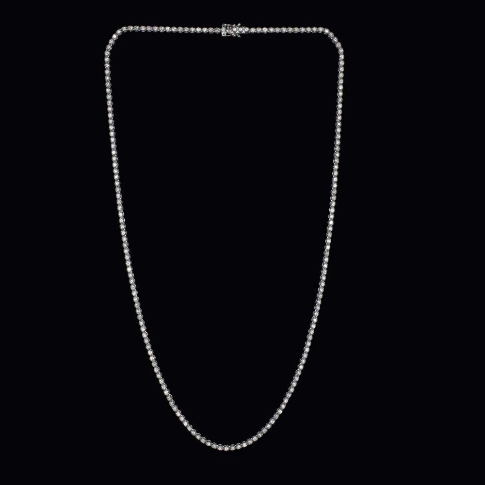 14K White Gold 3.50 Carat Diamond Riviera Tennis Necklace, 16 Inches
