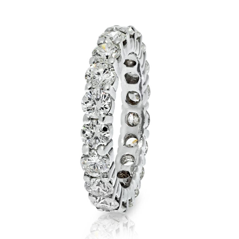 14K White Gold 3.50 Carats Round Cut Diamond Eternity Band For Sale at ...