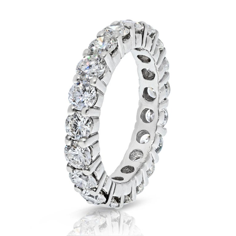 14K White Gold 3.50 Carats Round Cut Diamond Eternity Band For Sale at ...