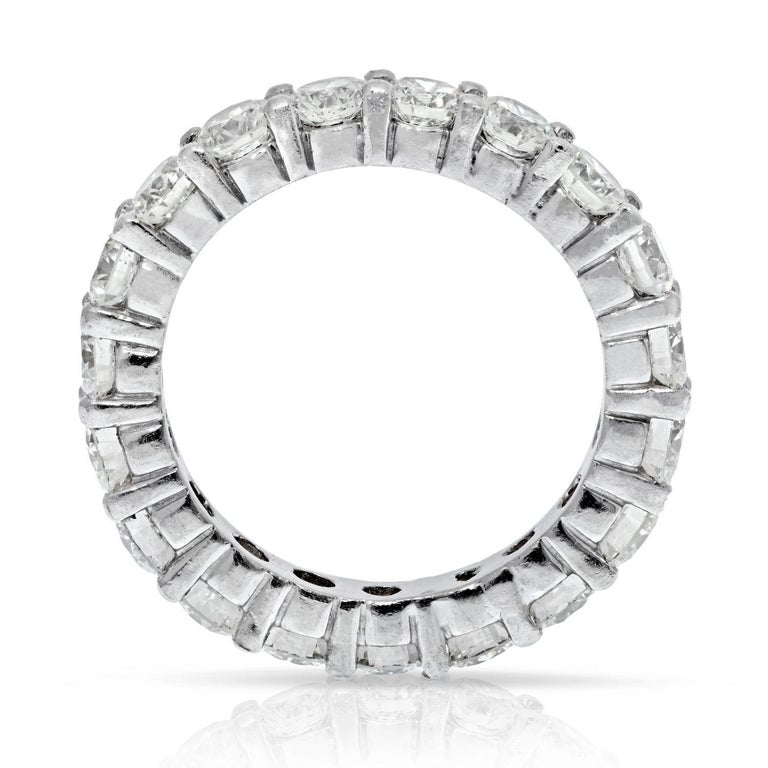 14K White Gold 3.50 Carats Round Cut Diamond Eternity Band For Sale at ...