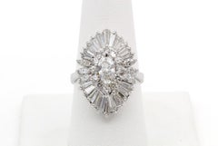 14k Weißgold 3.50ctw Diamant Cocktail Ring Marquise Baguette Statement Ring