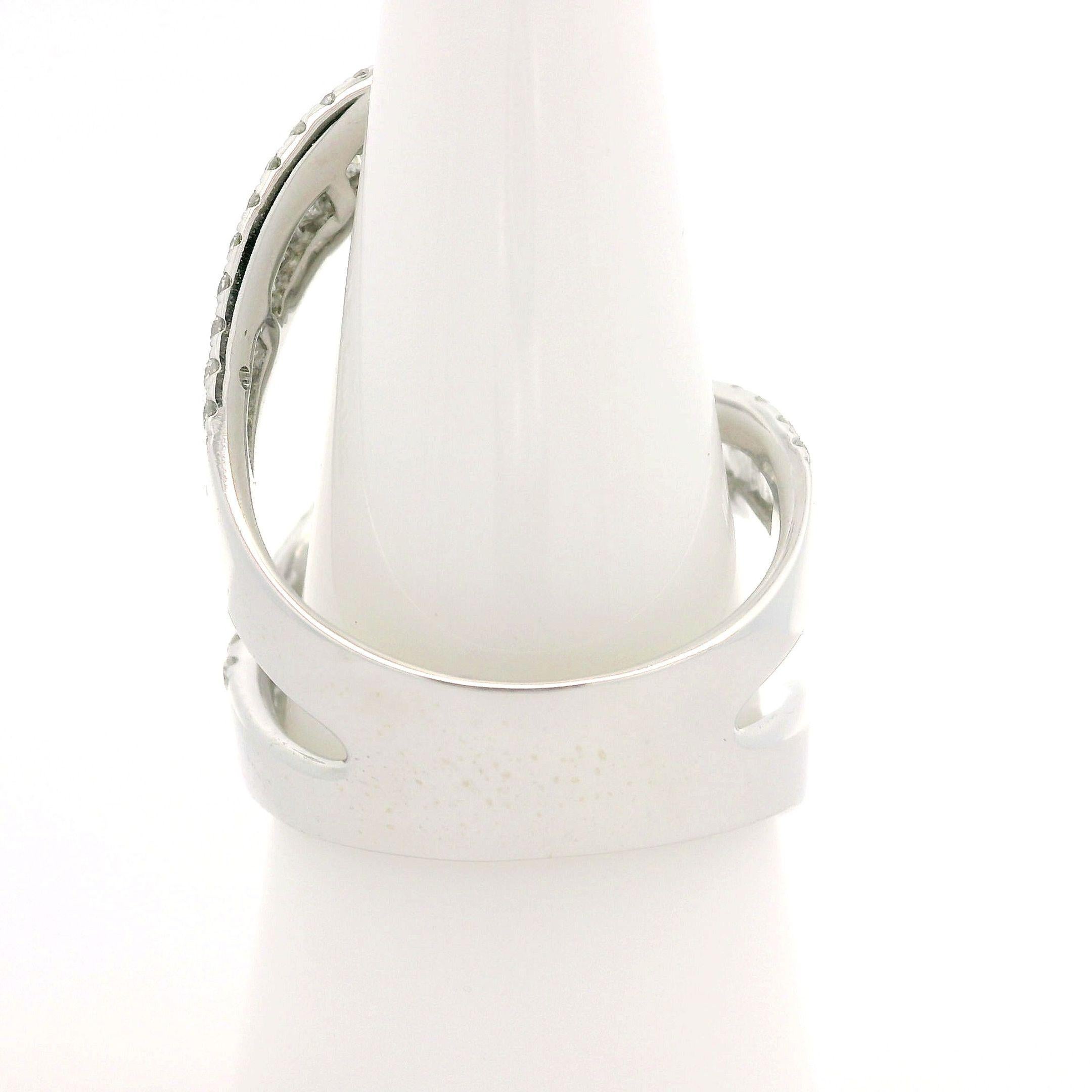 14k White Gold 3.50ctw Fiery Diamond Large Long Open Work Statement Wrap Ring For Sale 5