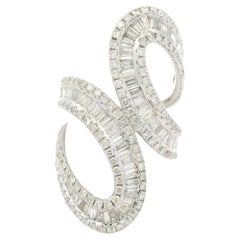 Bague en or blanc 14k 3.50ctw Fiery Diamond Large Long Open Work Statement Wrap Ring