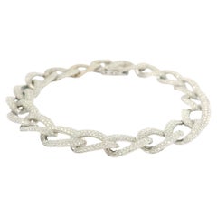 14k White Gold 3.50ctw Micro Pave Diamond Low Profile Curb Cuban Link Bracelet