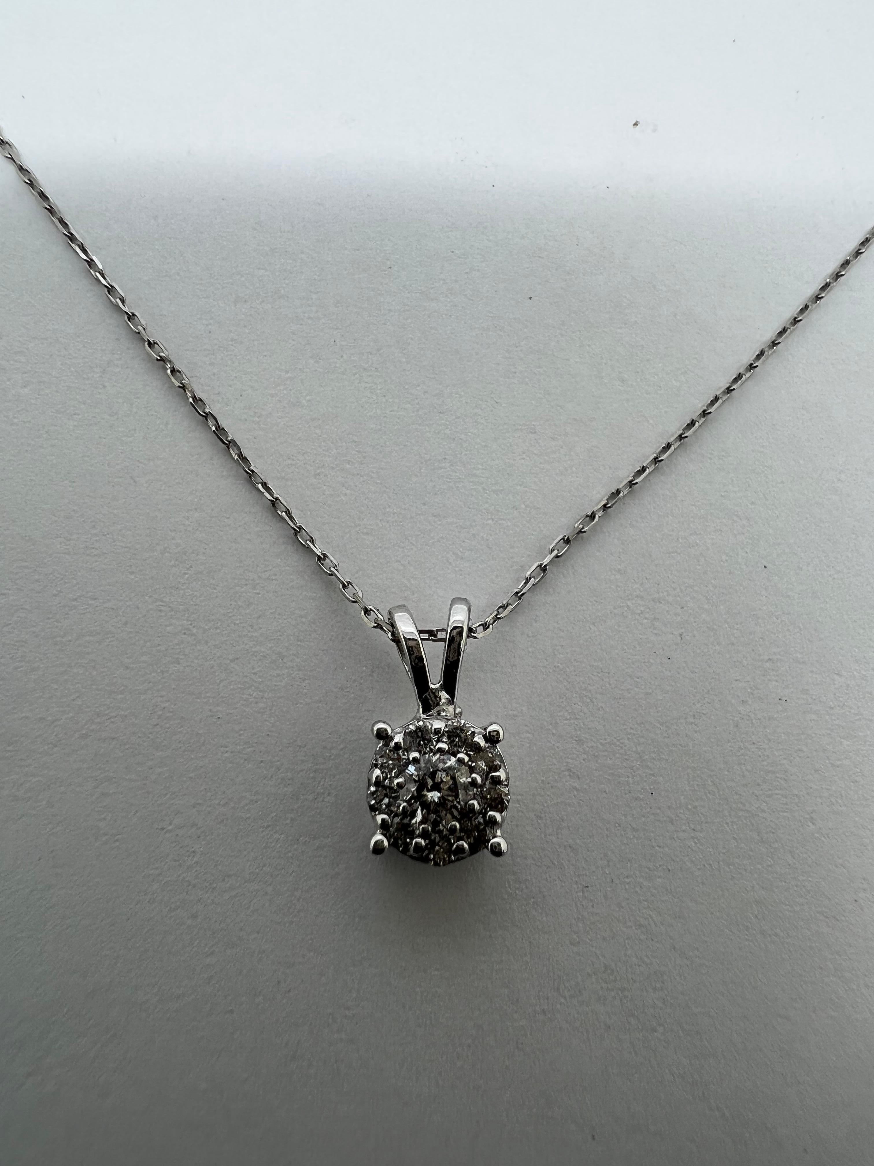14 Karat Weißgold Solitär-Halskette mit 0,35 Karat Diamant (Art déco)